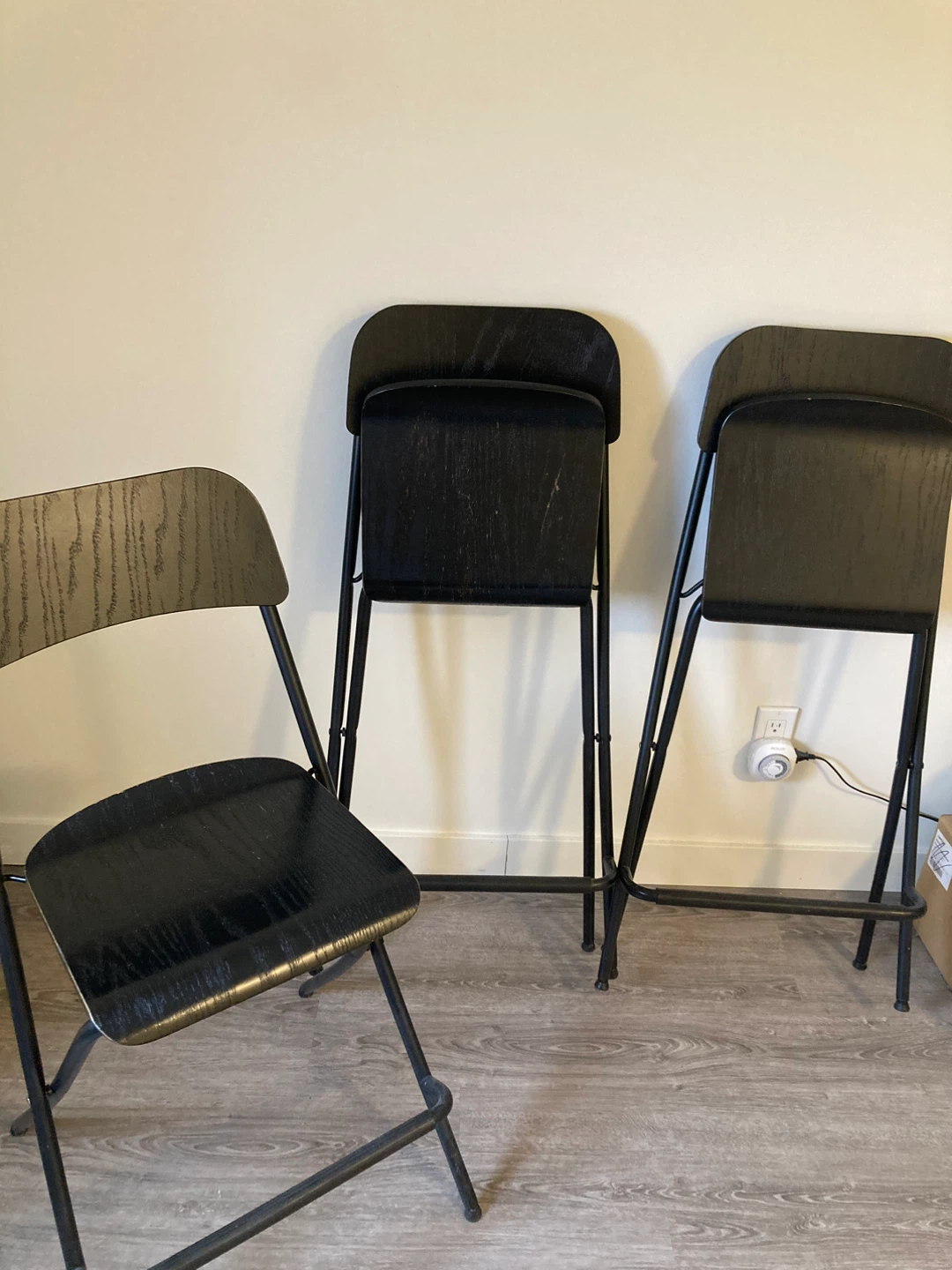 Black Folding Chairs (Set of 3)