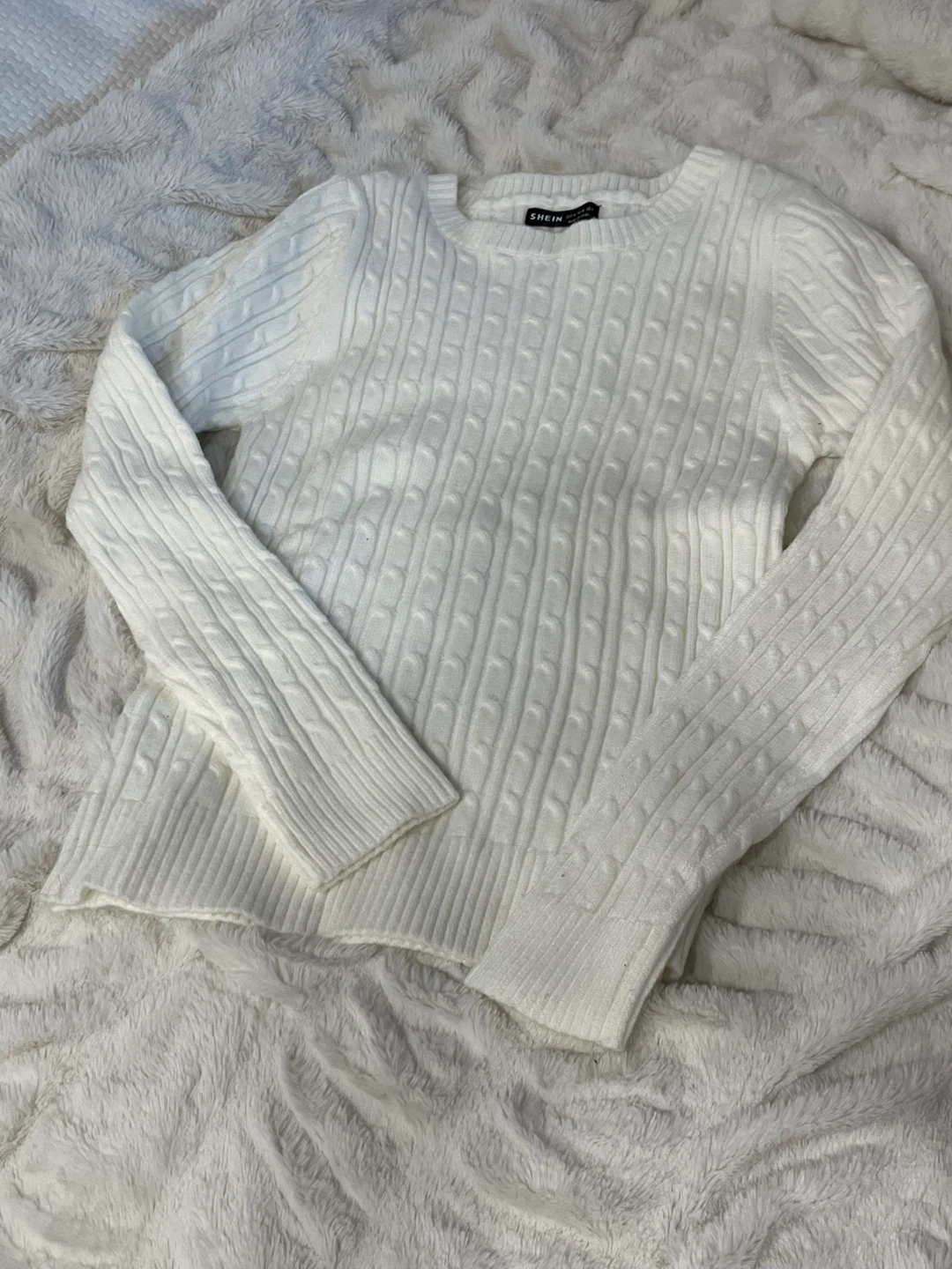 SHEIN White Cable Knit Sweaters - photo 2