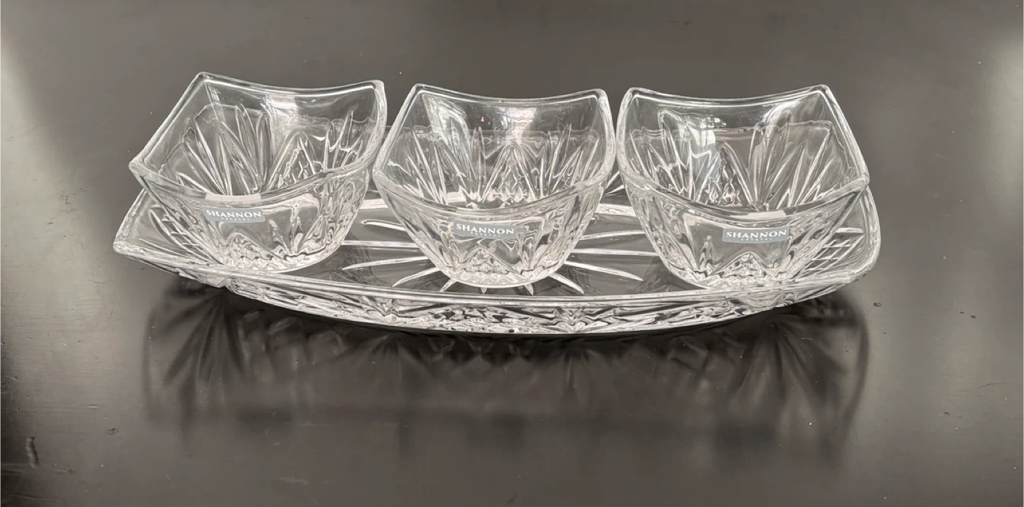 Shannon Crystal Chip and Dip Platter Set