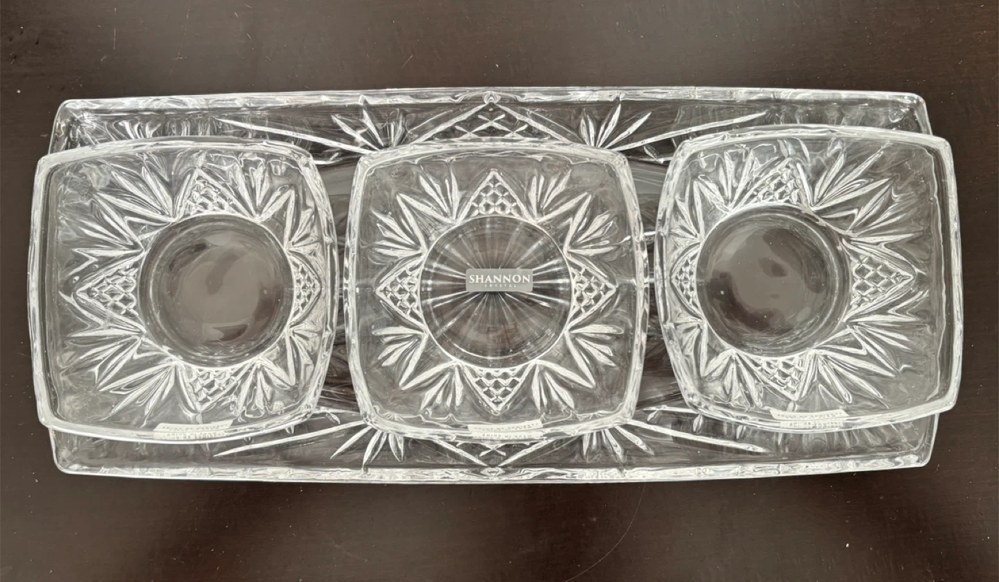 Shannon Crystal Chip and Dip Platter Set - photo 2