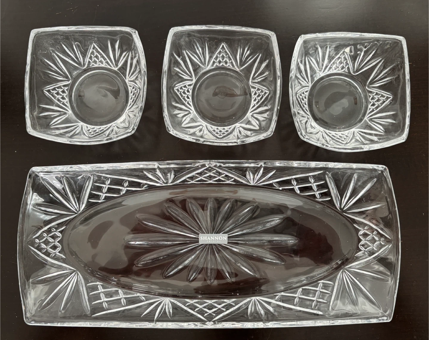 Shannon Crystal Chip and Dip Platter Set - photo 3