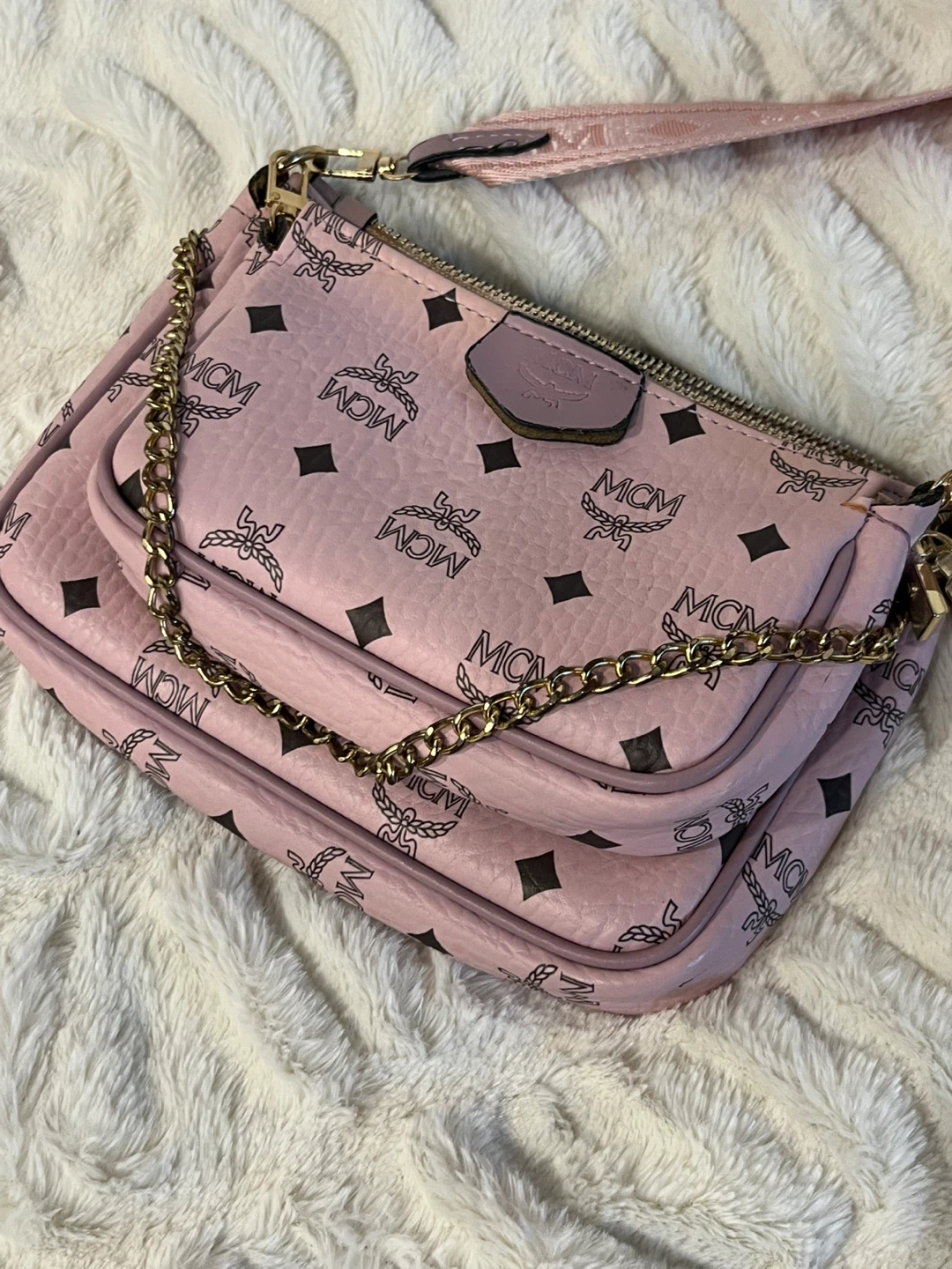 MCM Pink Monogram Crossbody Bag with Coin Pouch - photo 2