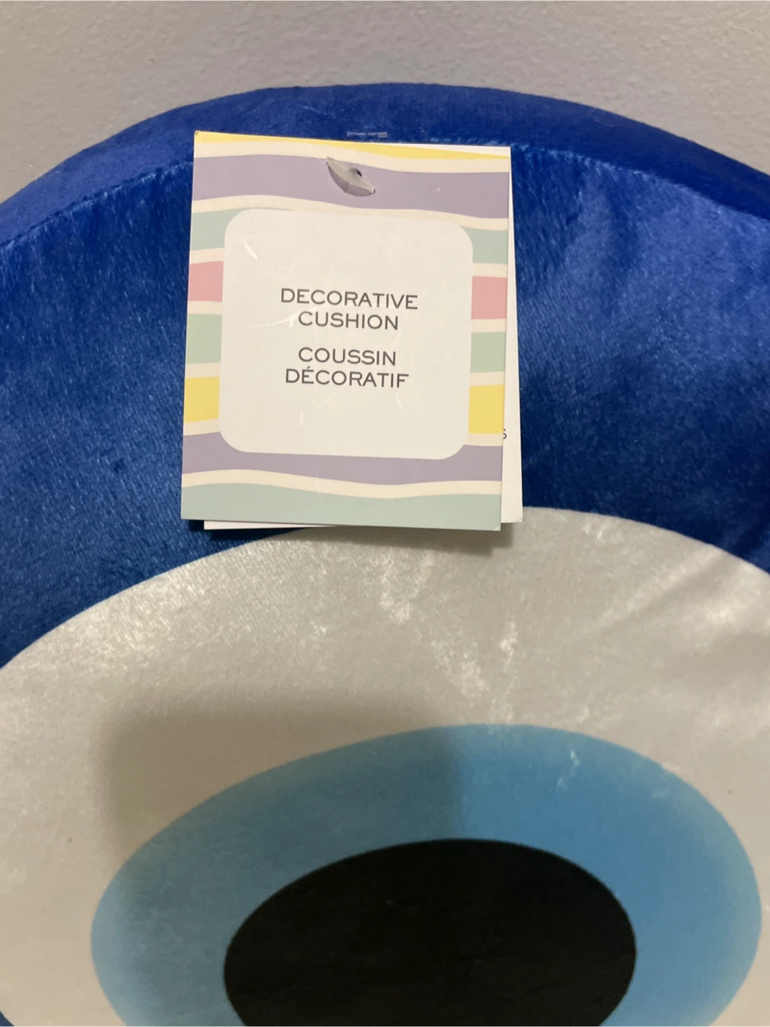 Decorative Evil Eye Cushion - Blue/White - photo 3