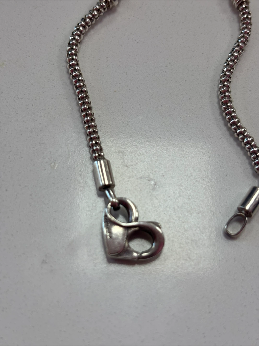 Pandora Silver Snake Chain Bracelet with Heart Clasp - photo 2