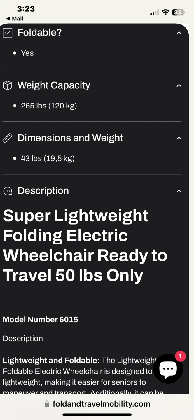 Super Lightweight Folding Electric Wheelchair - Model 6015 - photo 5