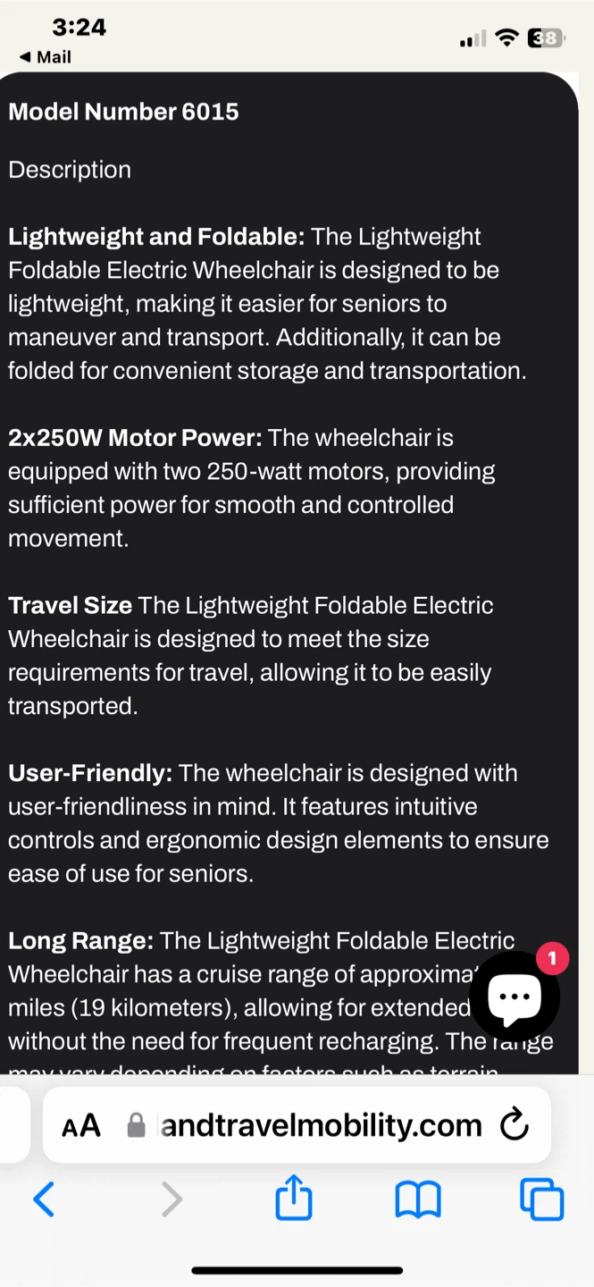 Super Lightweight Folding Electric Wheelchair - Model 6015 - photo 4