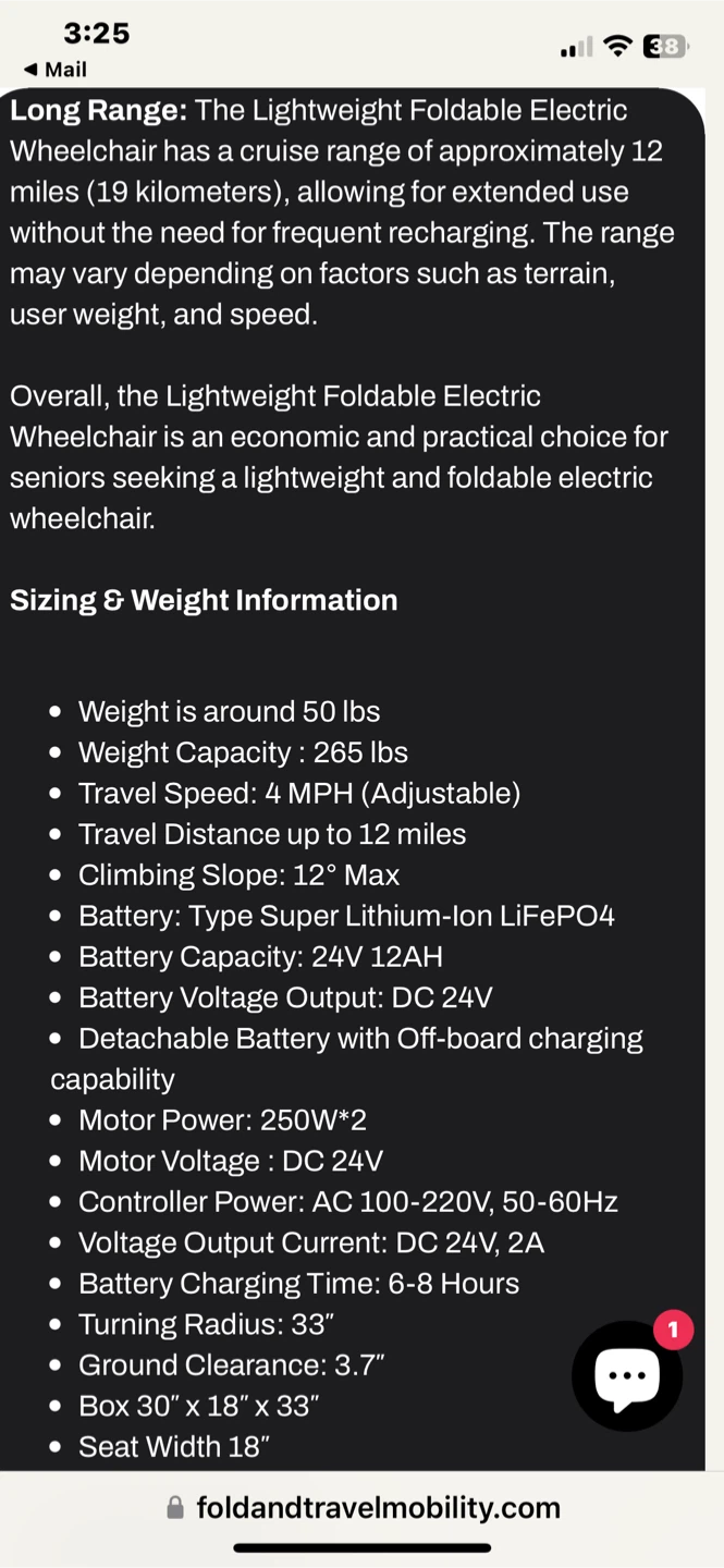 Super Lightweight Folding Electric Wheelchair - Model 6015 - photo 3
