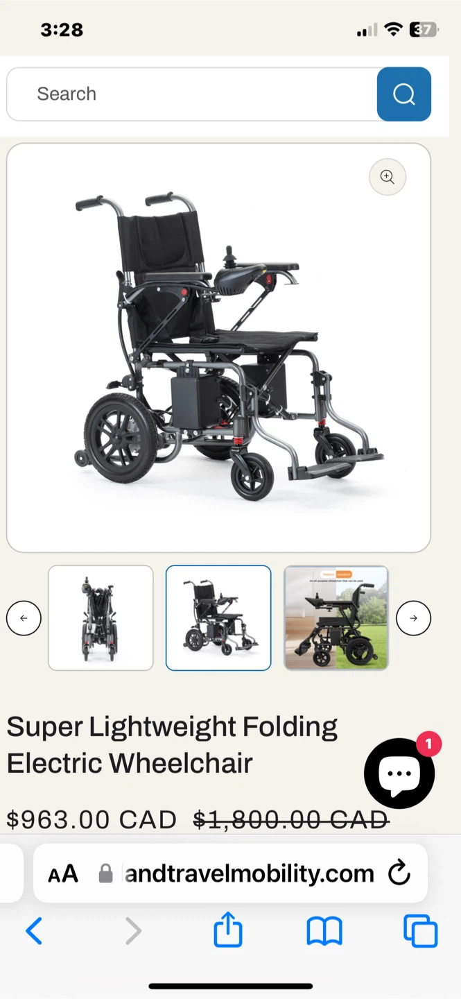 Super Lightweight Folding Electric Wheelchair - Model 6015