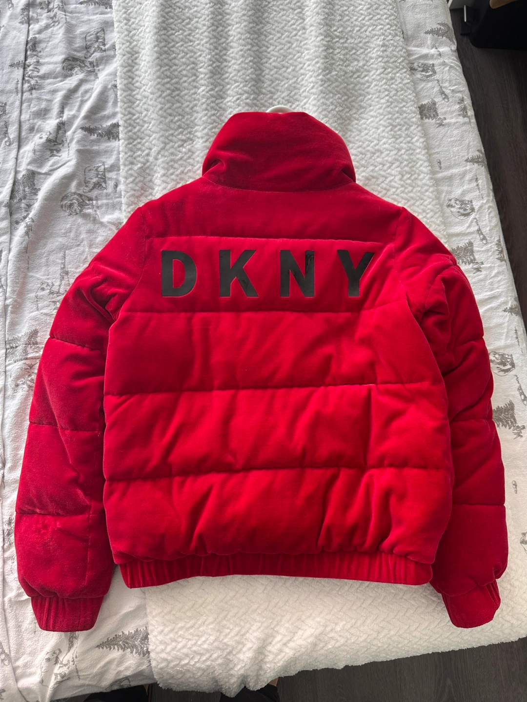 DKNY Sport Red Velour Puffer Jacket - photo 3