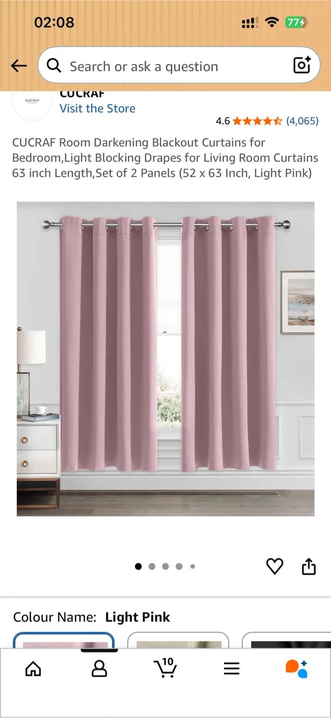 Light Pink Blackout Curtains - 52" x 63" (2 Panels)