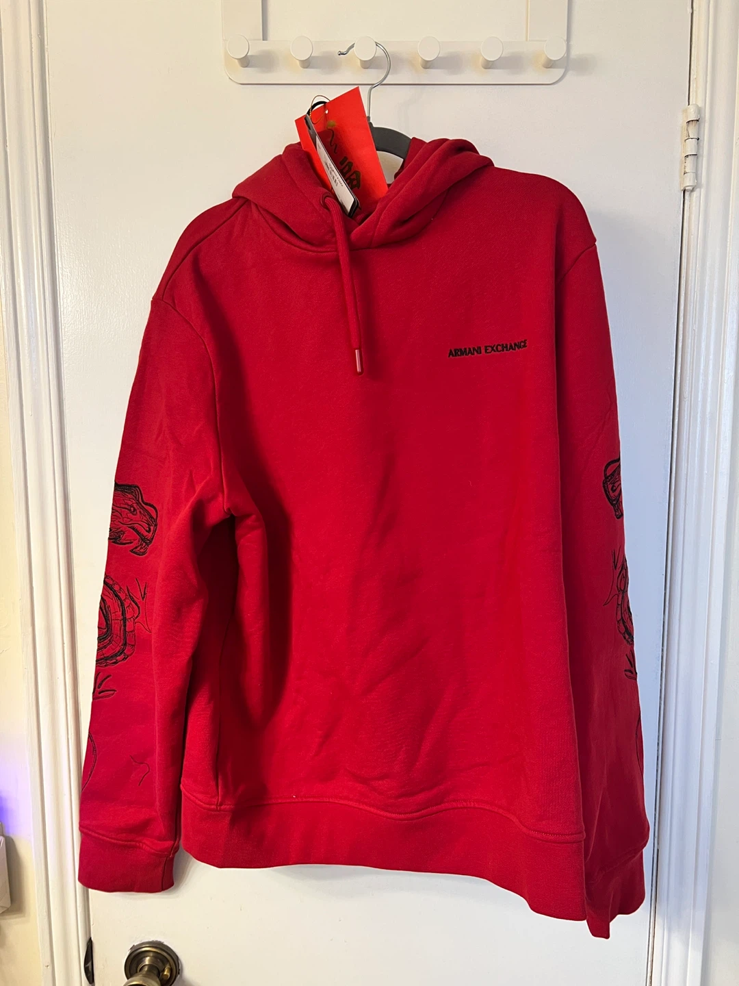 Armani Exchange Red Dragon Print Hoodie - Size L