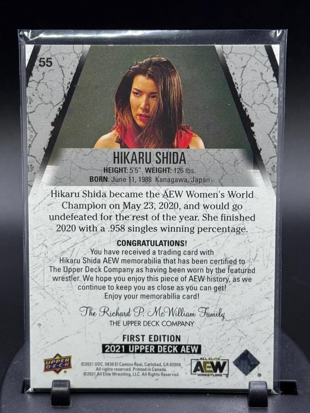Hikaru Shida AEW Trading Card with Memorabilia - Upper Deck - photo 2