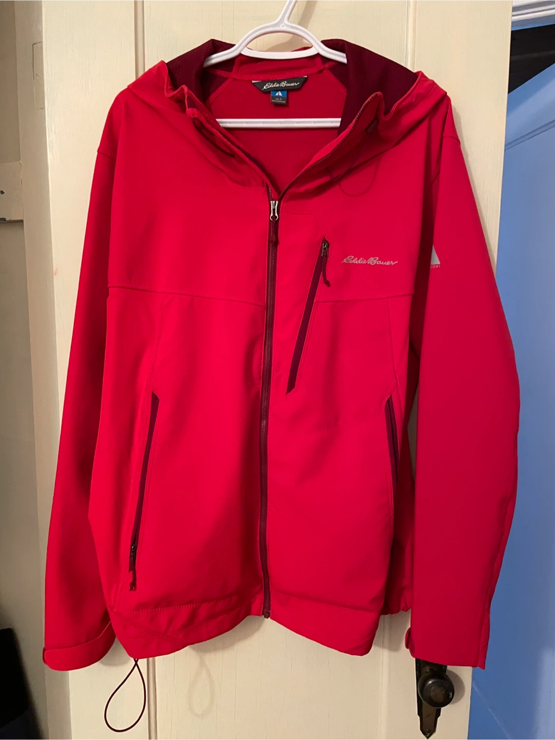Eddie Bauer Men's Red Hooded Jacket Size L