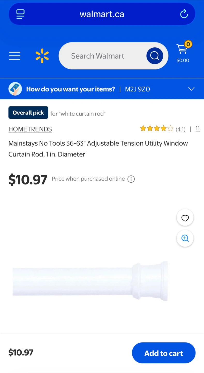 36-63" Adjustable Tension Window Curtain Rod