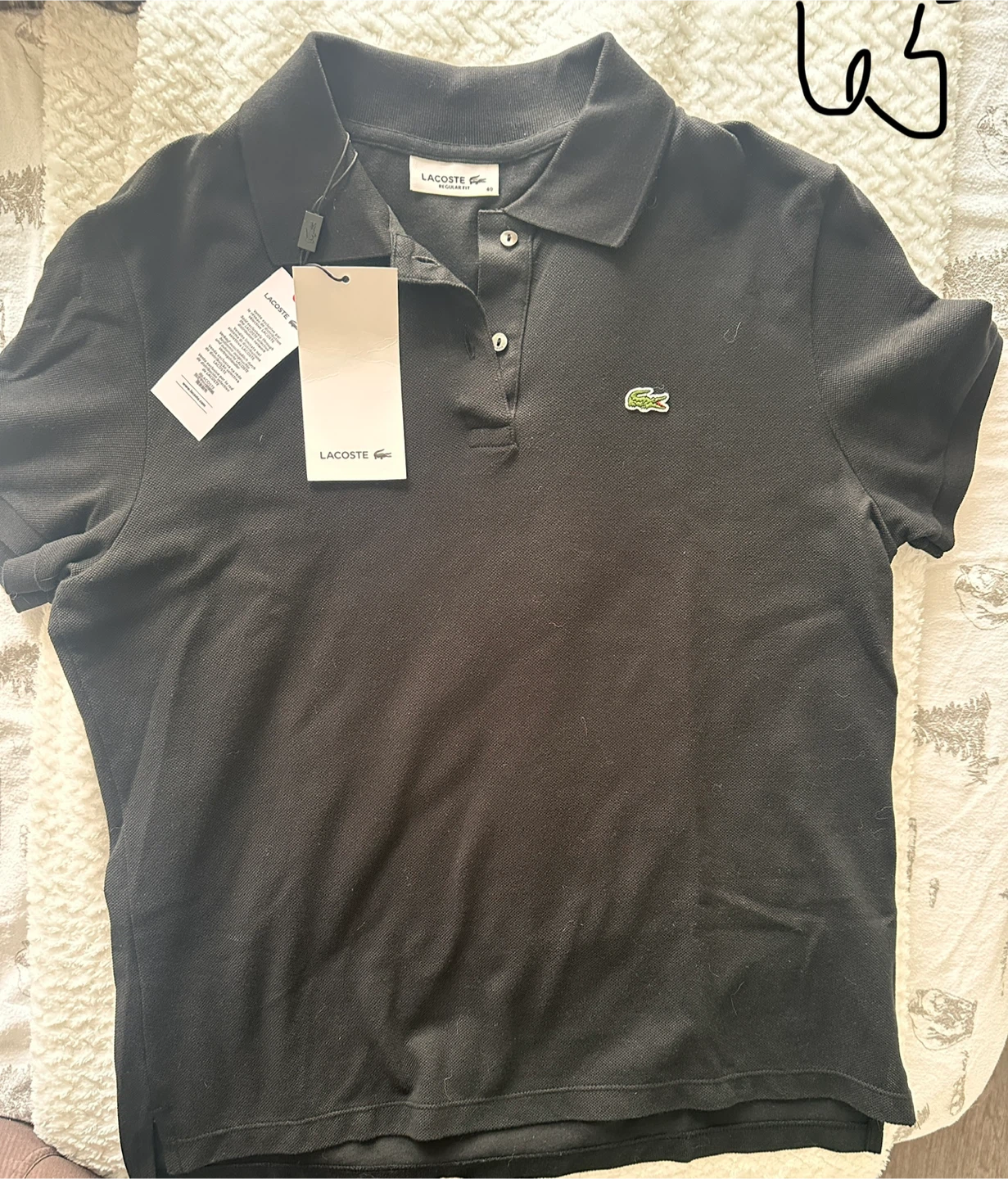 Lacoste Regular Fit Black Polo Shirt - Size 40