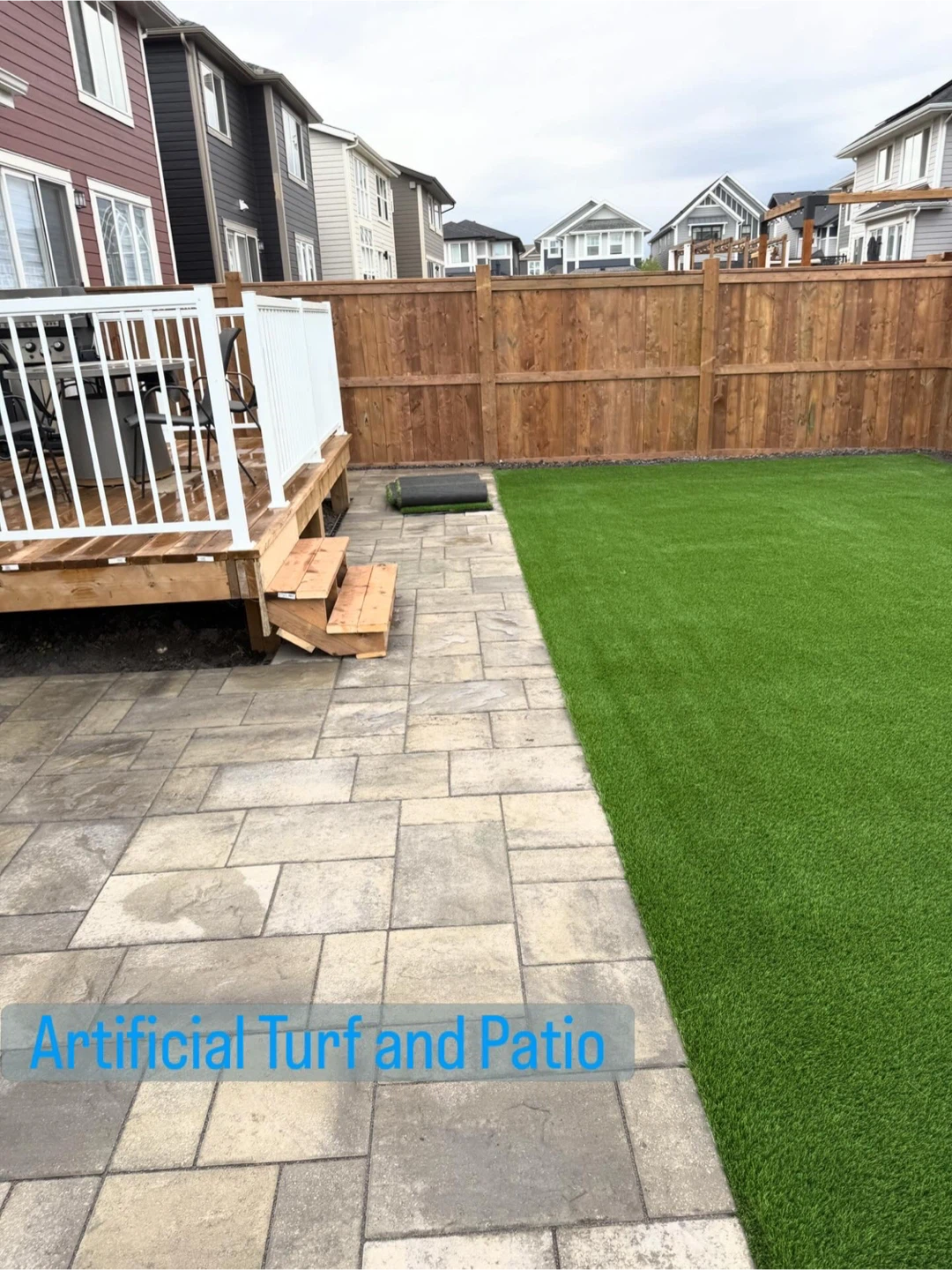 Artificial Turf, Patio Stones, and Wooden Fence for Backyard - photo 4