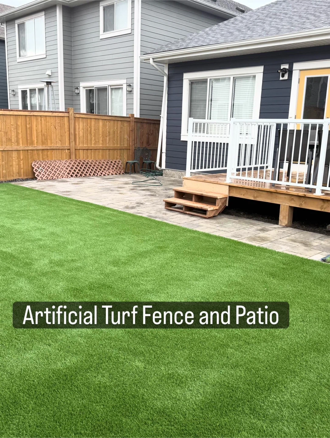 Artificial Turf, Patio Stones, and Wooden Fence for Backyard - photo 3