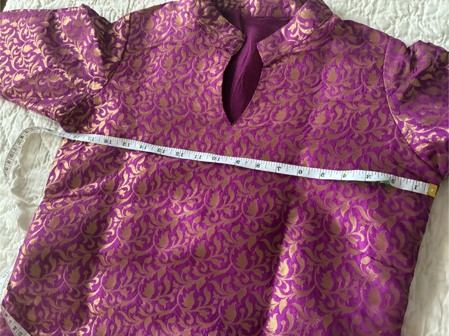 Purple and Gold Brocade Kurti with Dupatta - photo 3