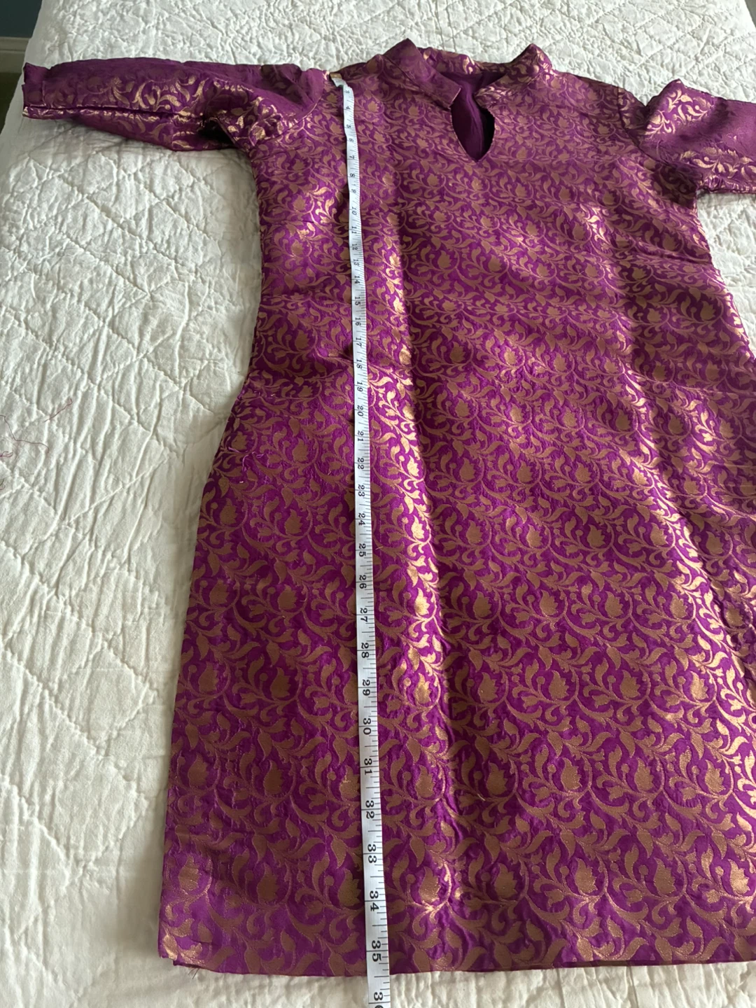 Purple and Gold Brocade Kurti with Dupatta - photo 2
