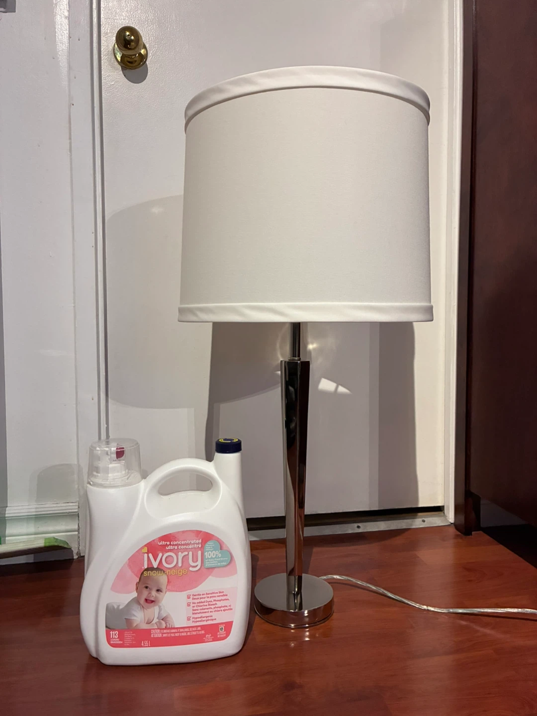 Table Lamp with White Drum Shade