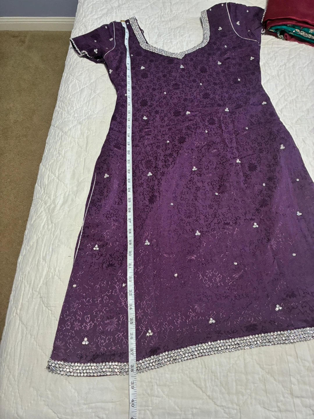 Purple Embellished Kurti with Dupatta - photo 4
