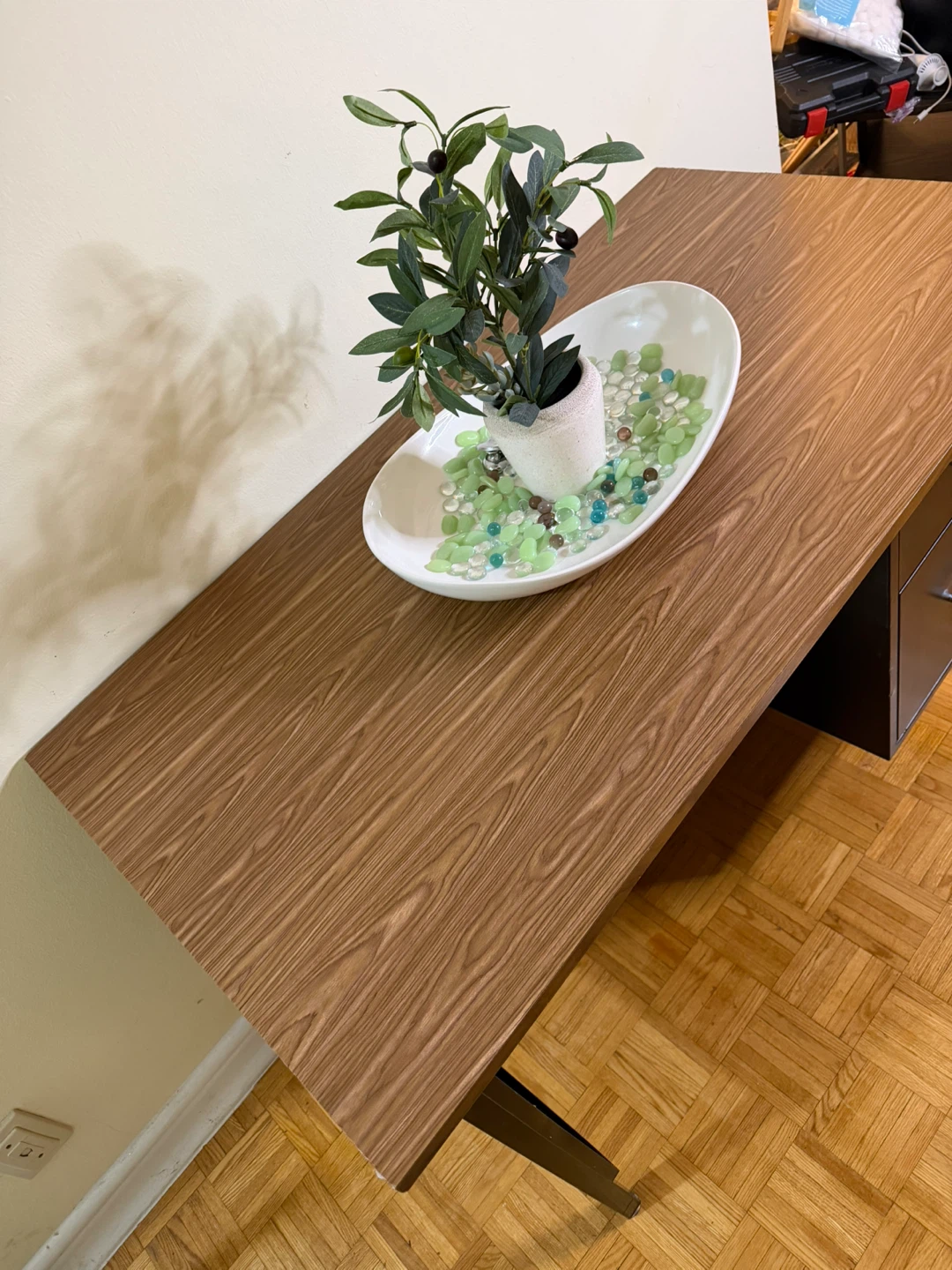 Vintage Metal Desk with Wood Grain Top - photo 2