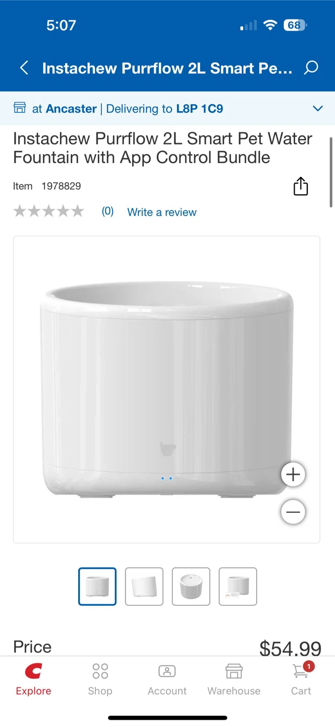 Instachew Purrflow 2L Smart Pet Water Fountain