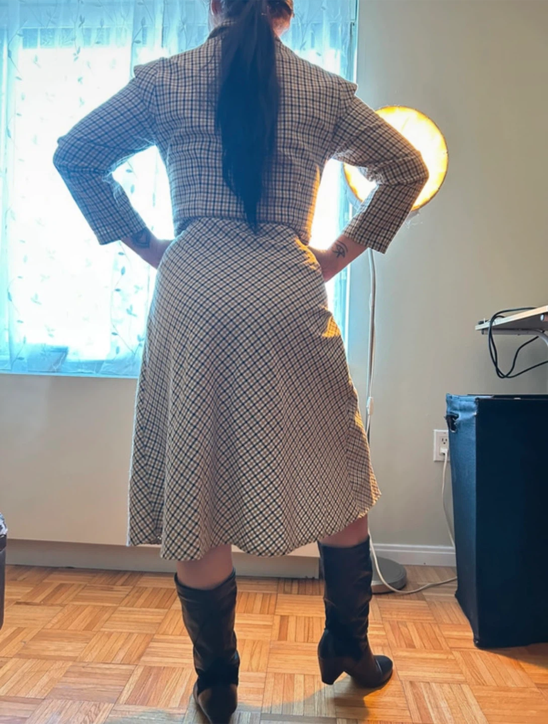 Vintage Plaid Button-Up Midi Dress - photo 2