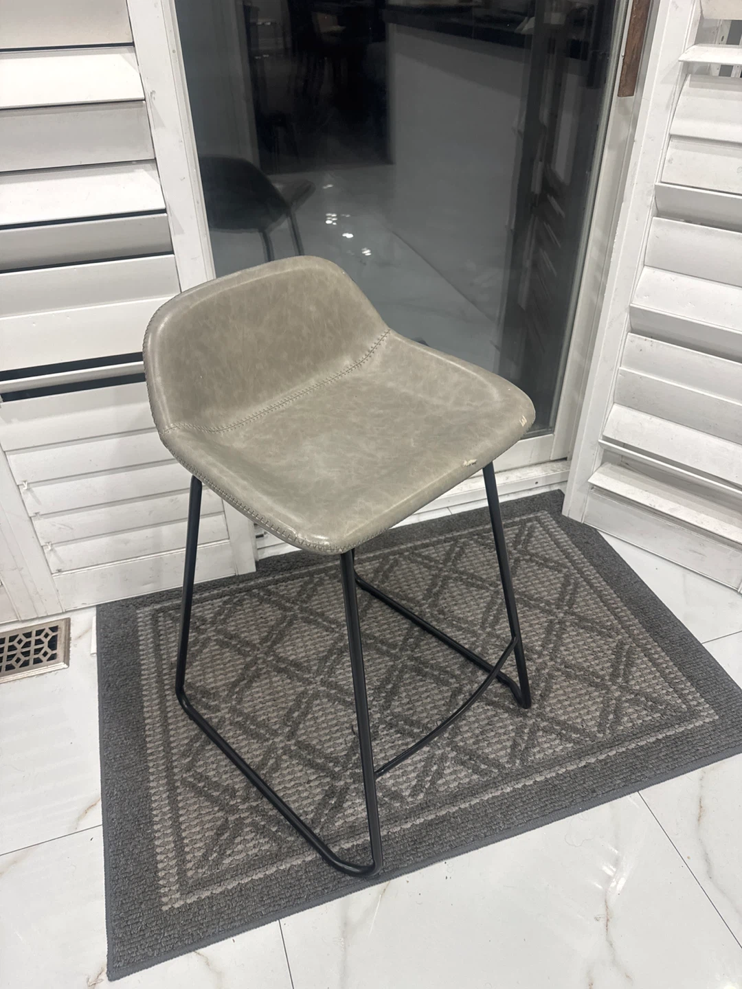 Grey Faux Leather Bar Stool