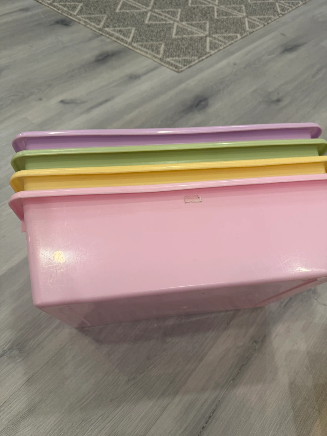 Stackable Plastic Storage Bins - Set of 4 and one small