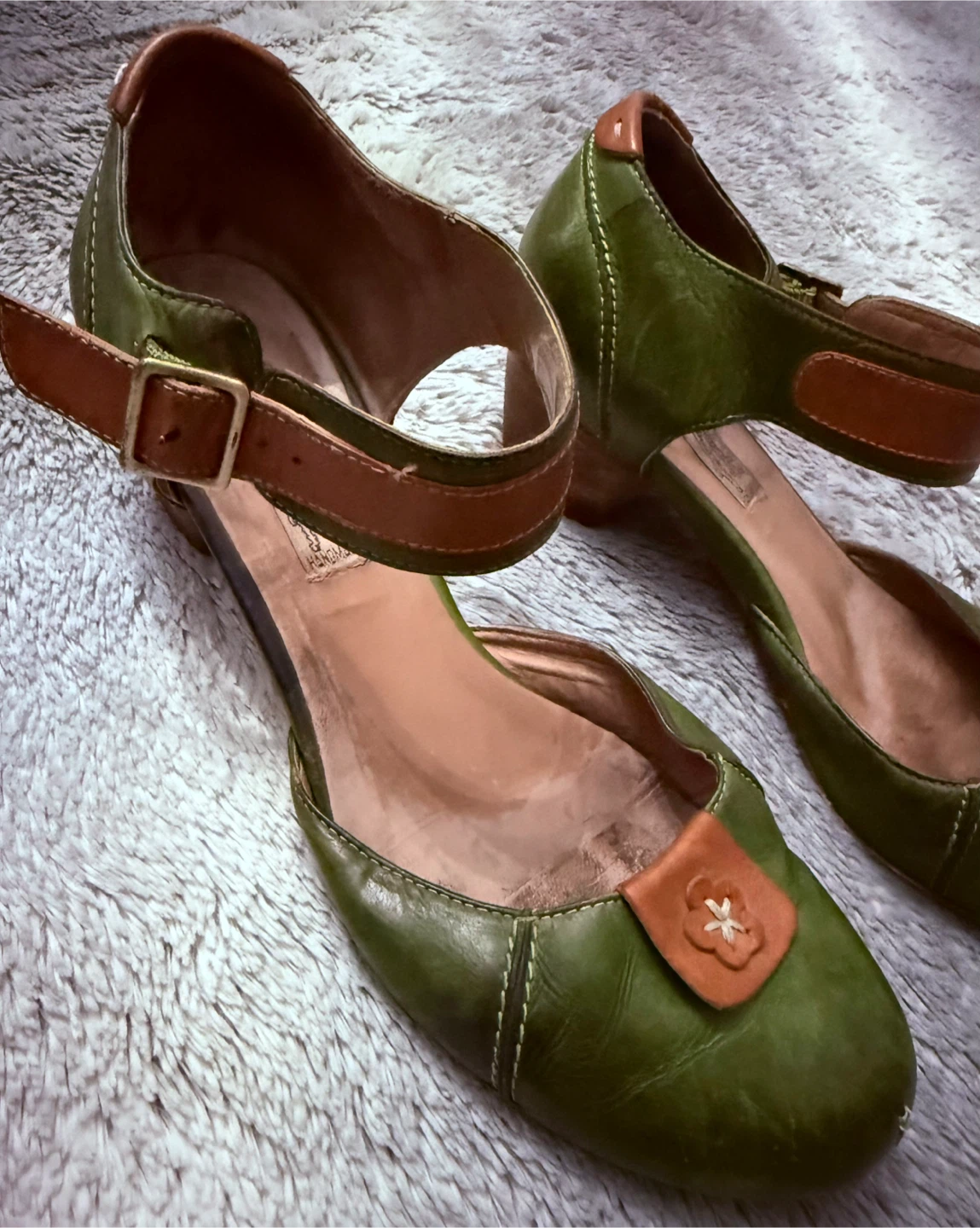 Arnold Churgin handmade Green Leather Ankle Strap Shoes - photo 2