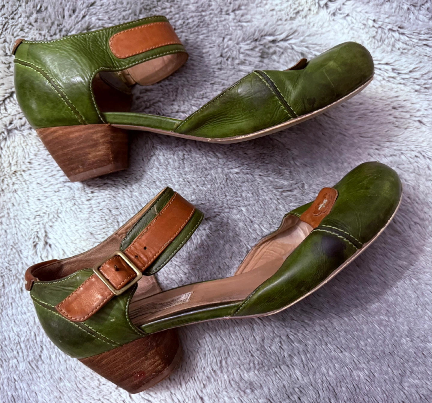 Arnold Churgin handmade Green Leather Ankle Strap Shoes - photo 4