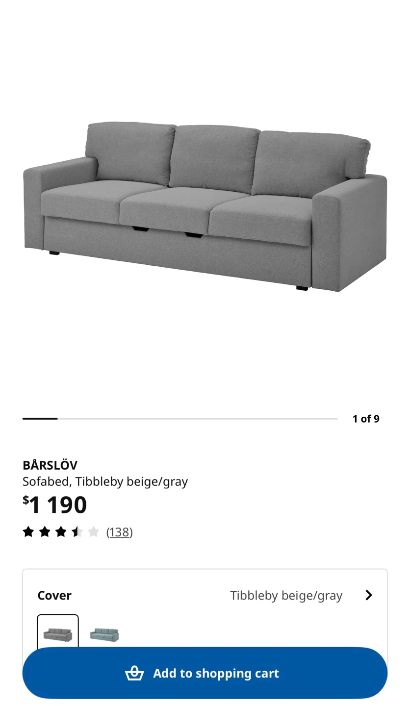 IKEA BÄRSLÖV Sofa Bed - Tibbleby beige/gray - photo 5
