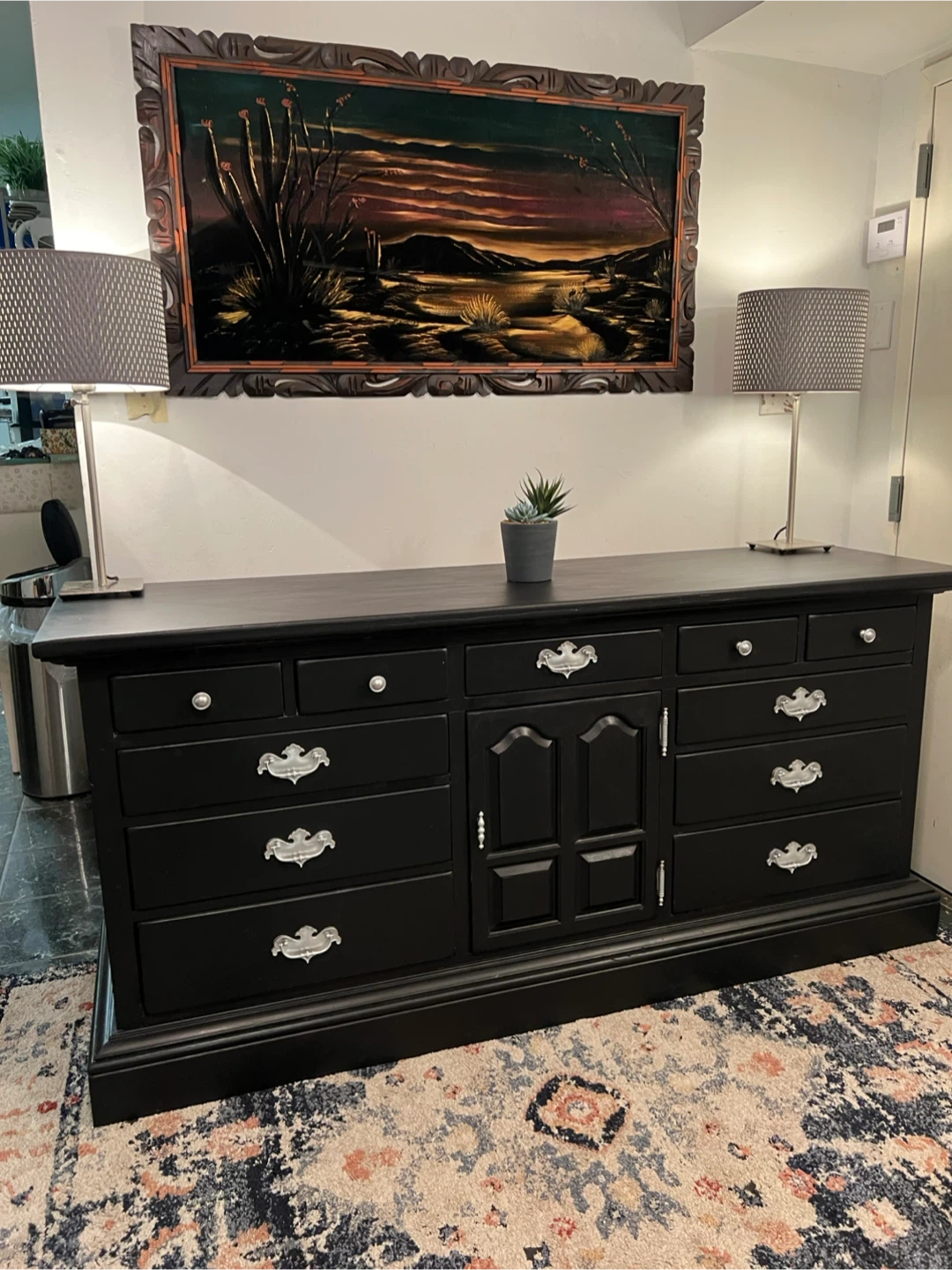 Ethan Allen Solid Wood 13-drawer Dresser Black - Delivery Extra