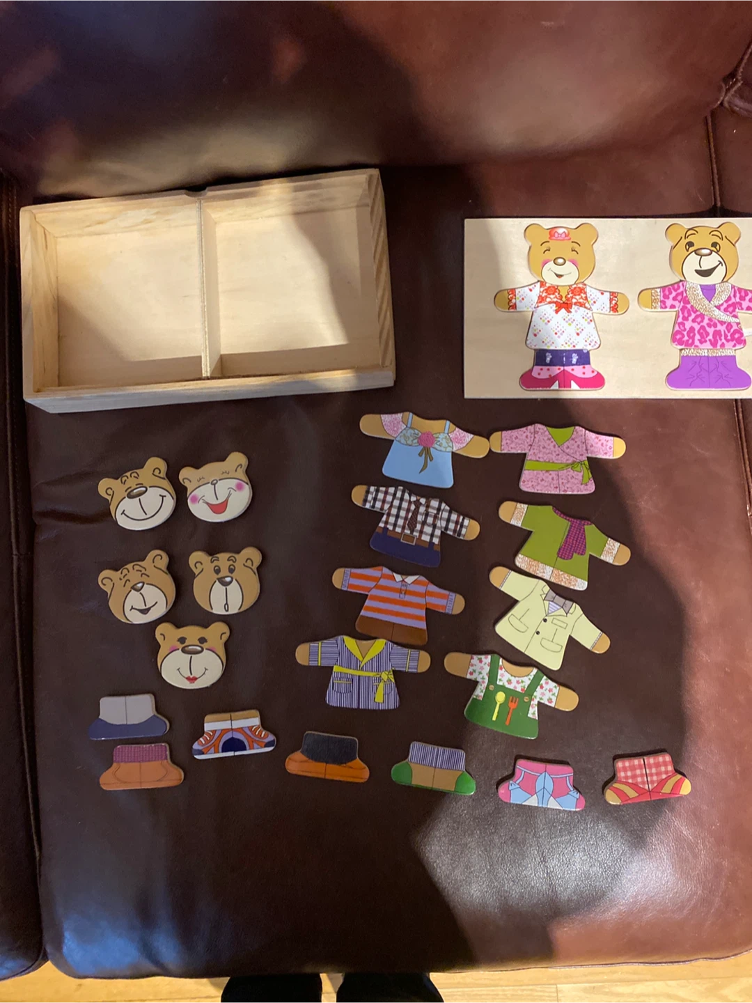 Wooden Teddy Bear Dress-Up Puzzle Toy