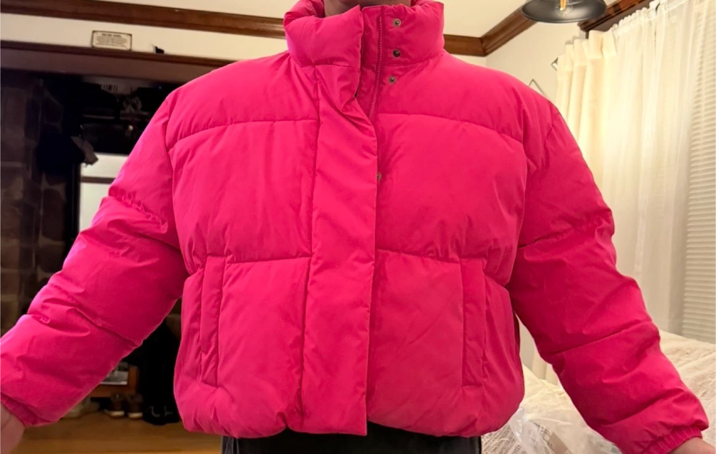 Amazon Essentials Cropped Puffer Jacket Neon Pink 4X