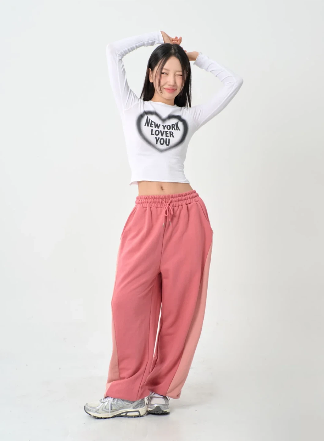 Lewkin White Long Sleeve "New York Lover You" Crop Top - photo 2