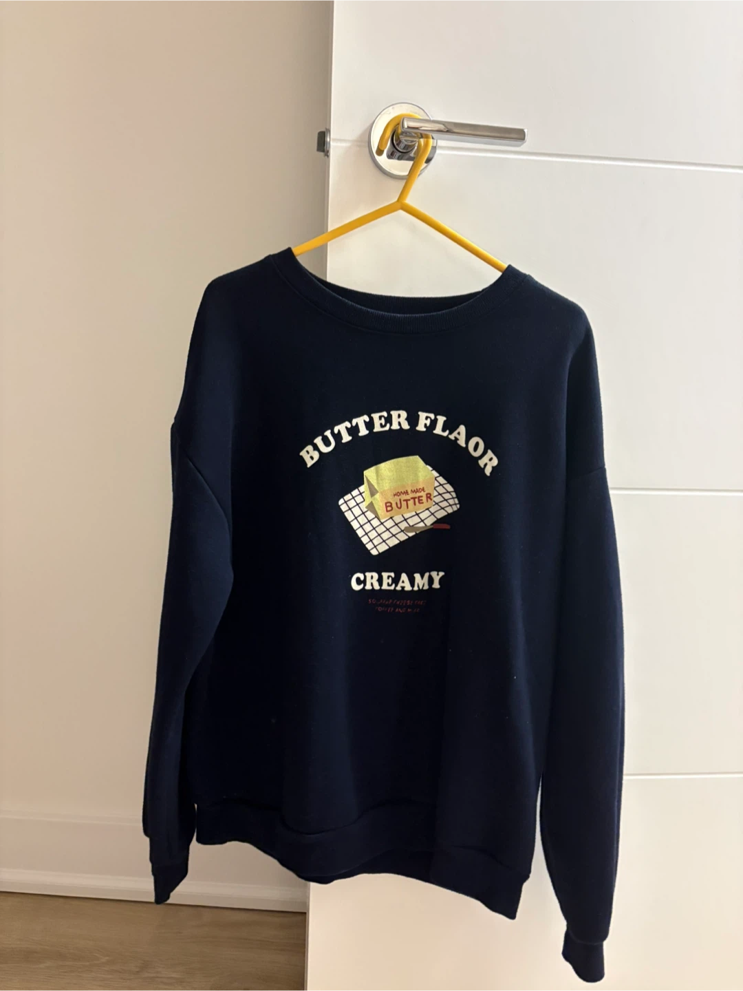 KOREA FRMD Navy Blue "Butter Flaor Creamy" Sweatshirt