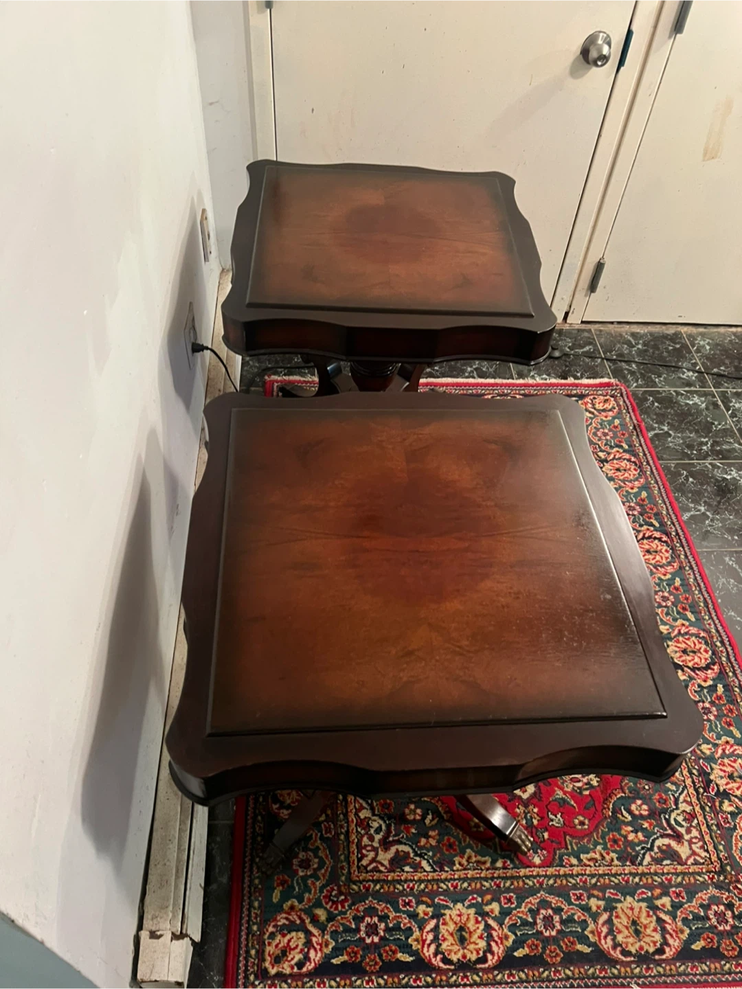 Pair of Antique Wooden Side Tables w/Wheels - Delivery Extra - photo 3