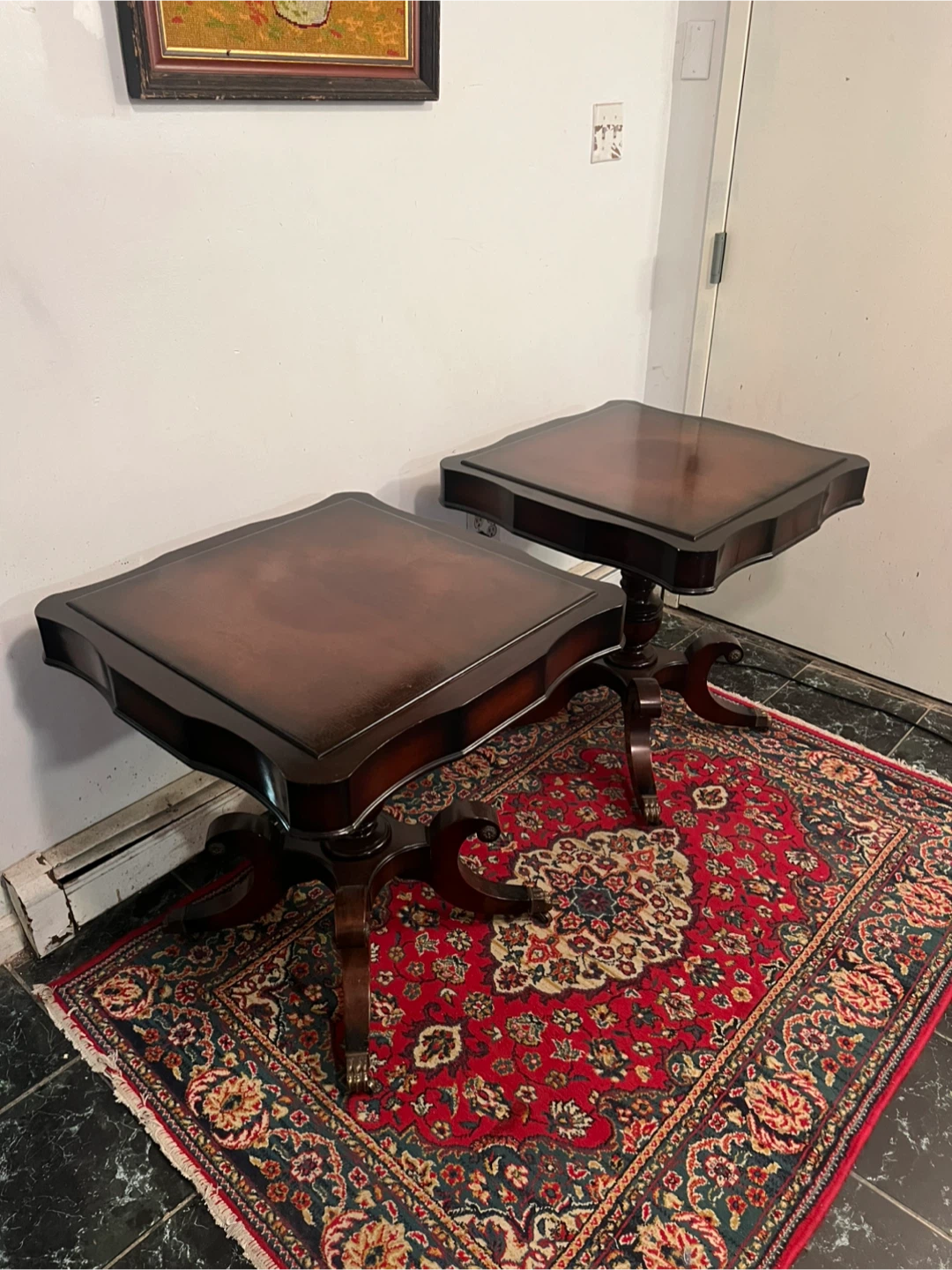 Pair of Antique Wooden Side Tables w/Wheels - Delivery Extra