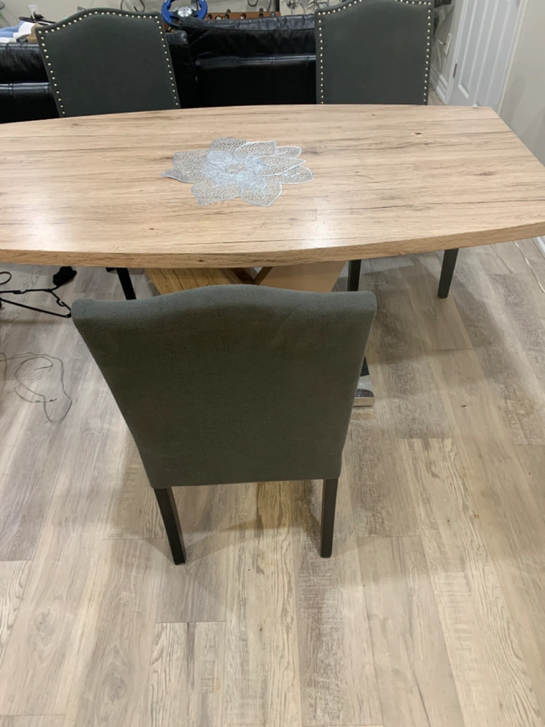 Oval Wood Dining Table with Metal Base - photo 2