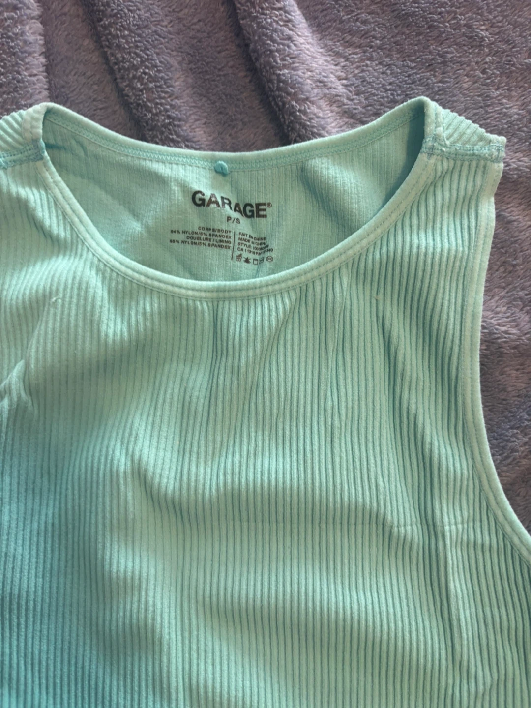 Garage Ribbed Tank Top - Mint Green - Size P/S - photo 2