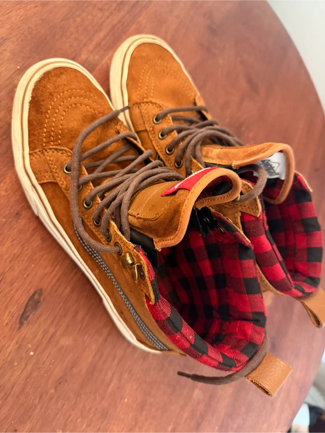 Vans Sk8-Hi MTE Scotchgard Boots Brown Red Plaid - photo 2