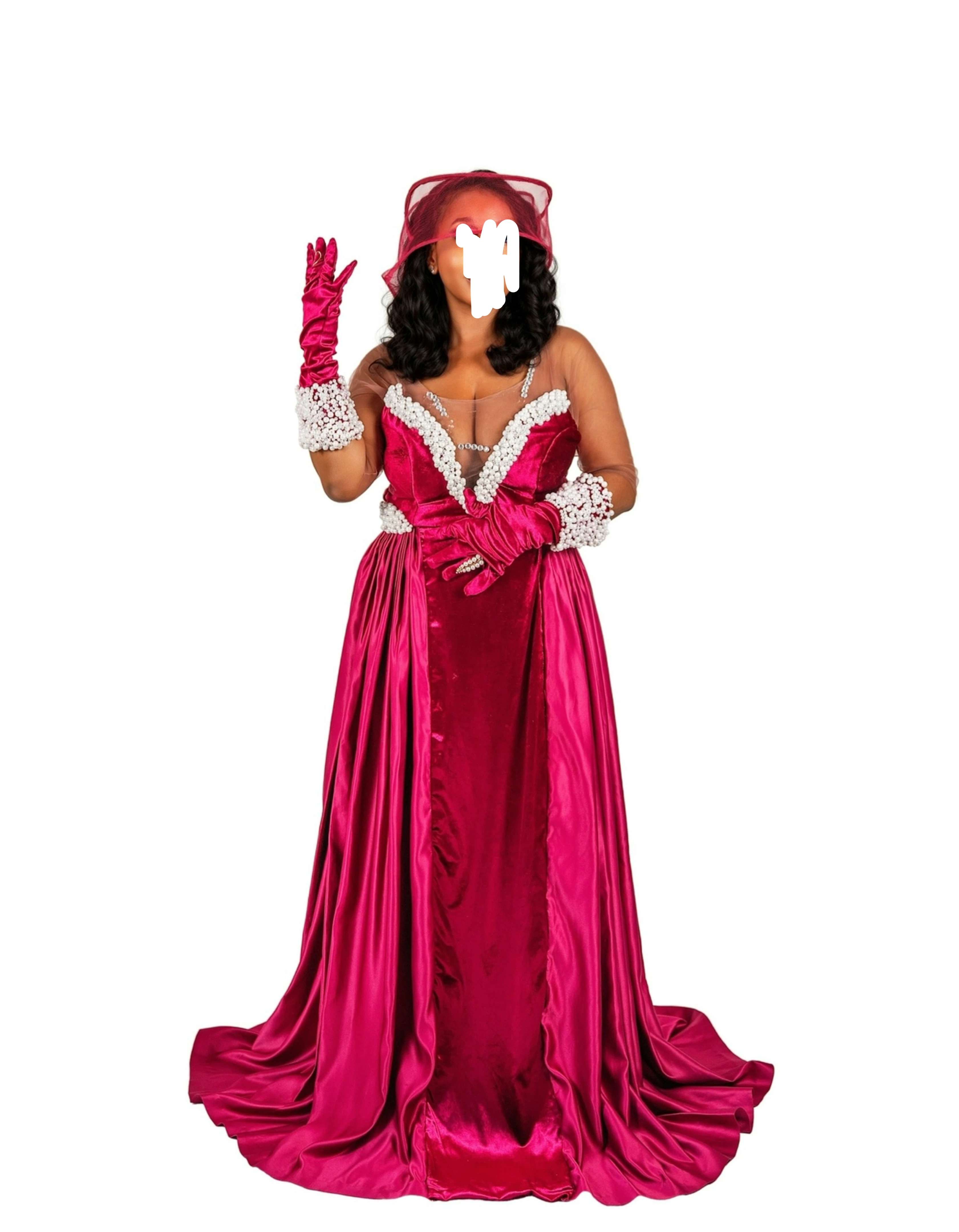 Women's Formal Gown with Gloves and Veil