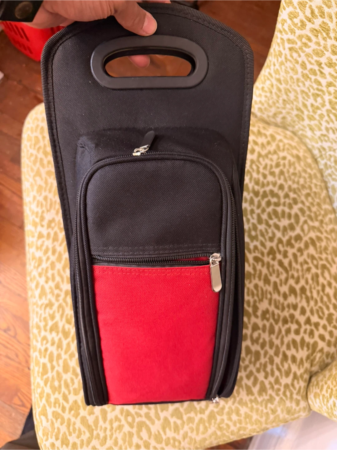 Black and Red Wine Tote Bag with 2 Glasses and Accessories - photo 2