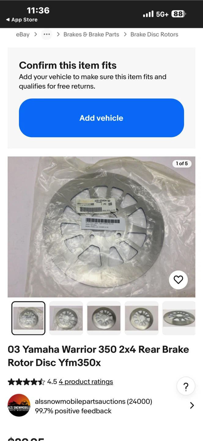 M MATI Rear Brake Disc Rotor for Yamaha Warrior 350 - photo 3