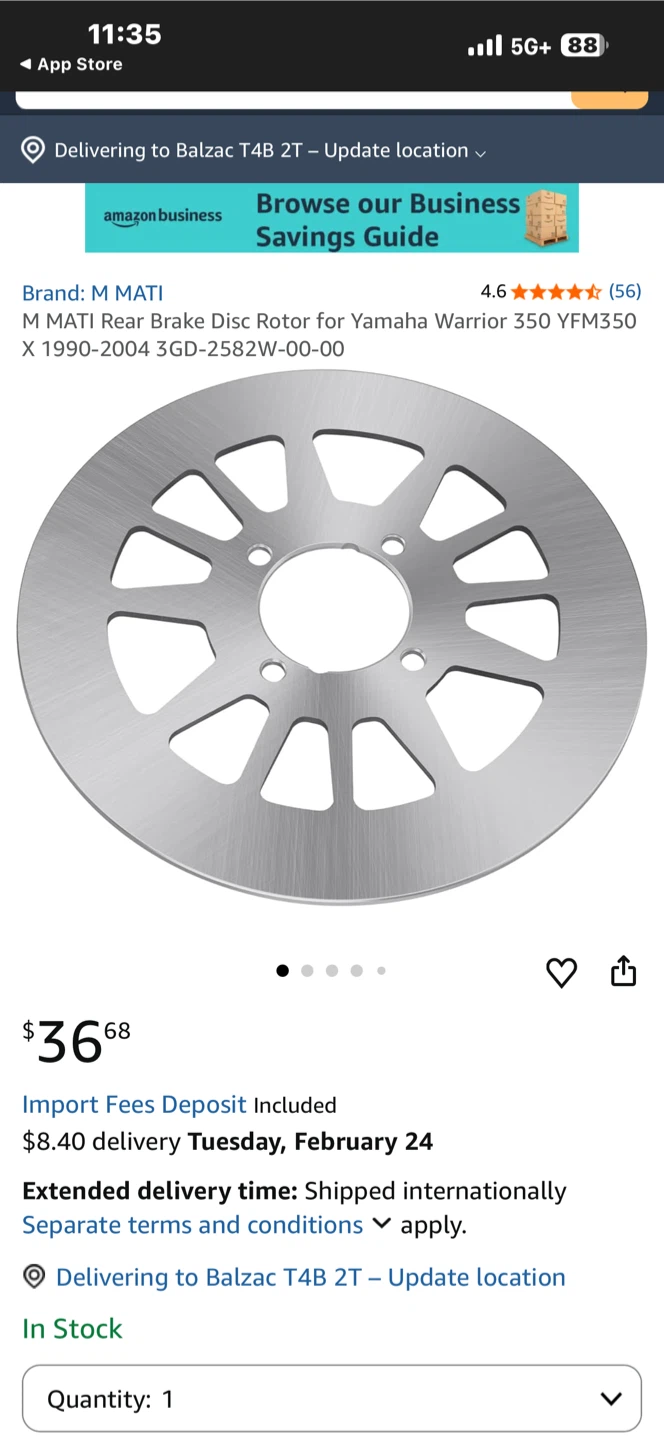 M MATI Rear Brake Disc Rotor for Yamaha Warrior 350