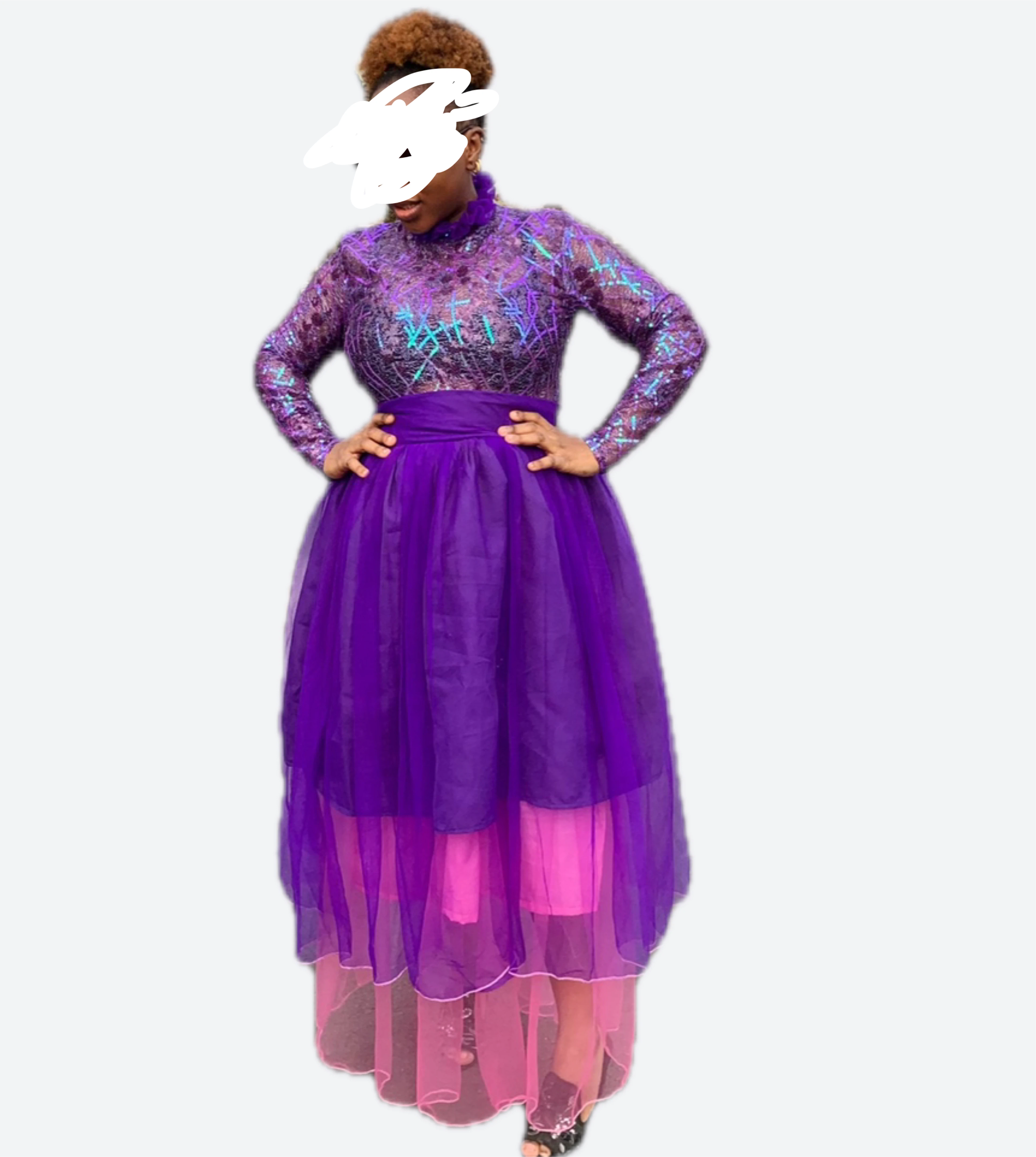 Women's Purple Sequin Long Sleeve Maxi Dress