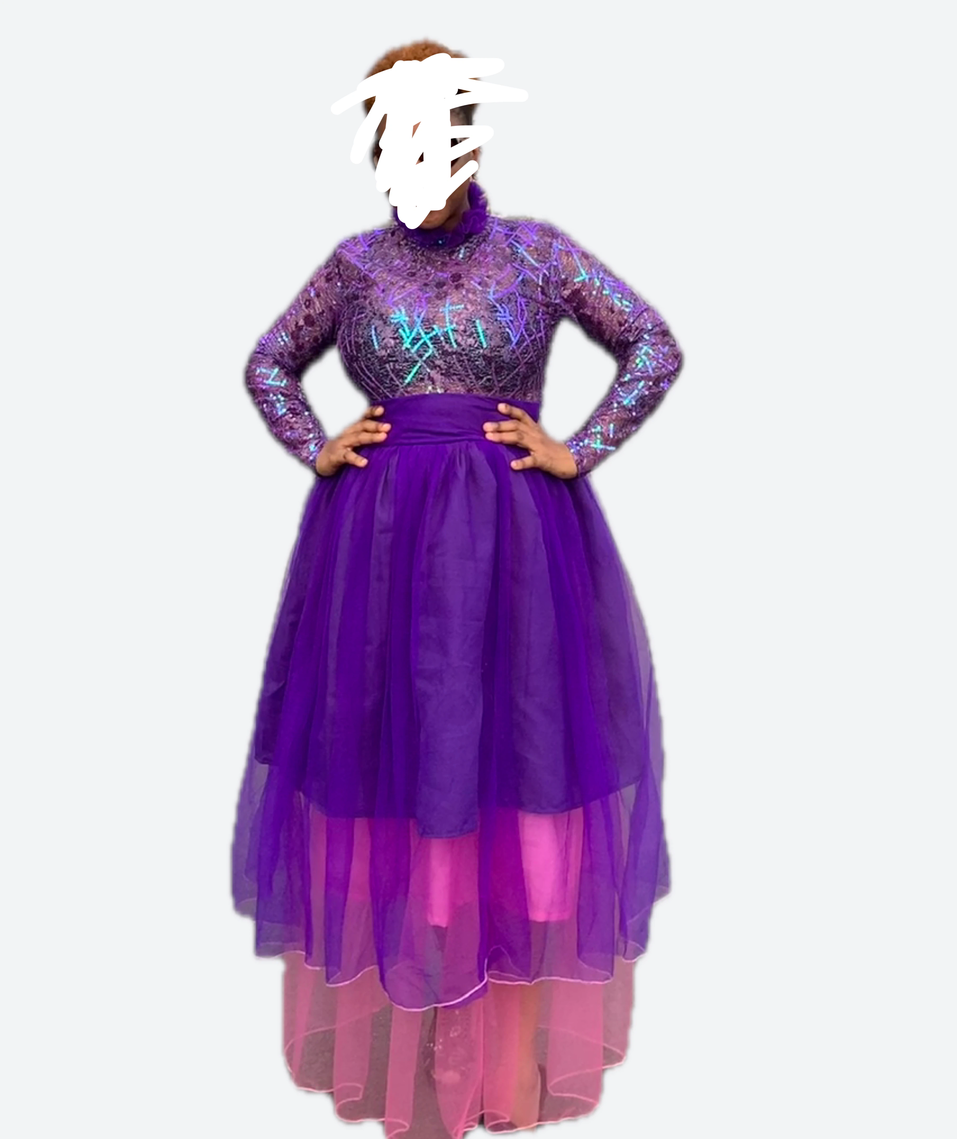 Women's Purple Sequin Long Sleeve Maxi Dress - photo 2