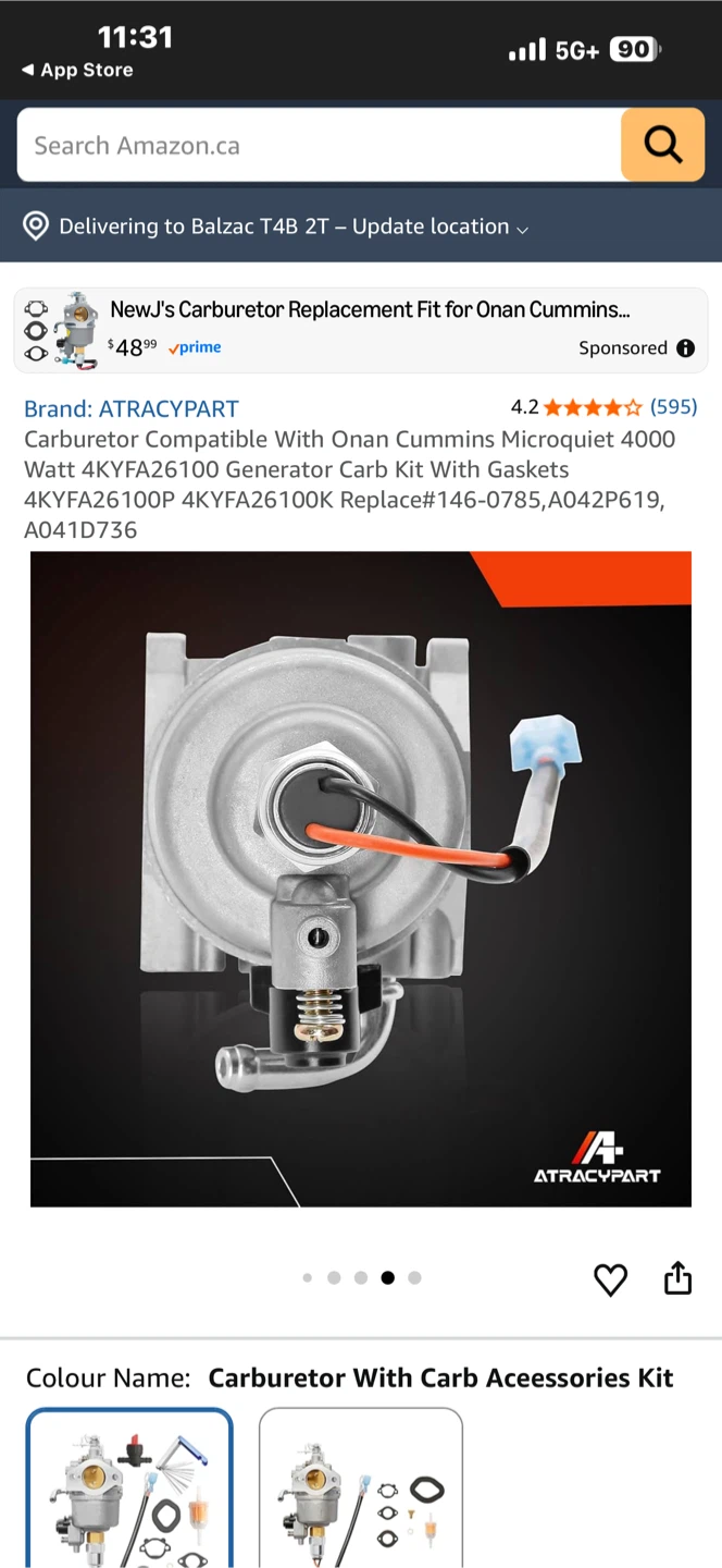 Carburetor Replacement Kit for Onan Cummins Microquiet 4000 - photo 5